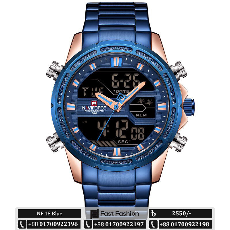 Naviforce dual time watch hot sale