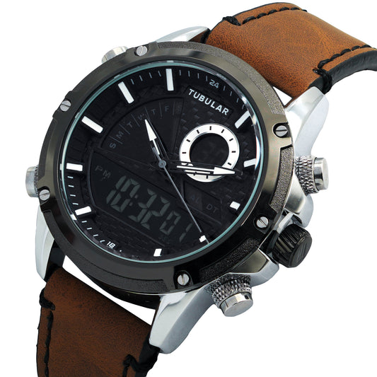 Stylish TUBULAR Dual Time Digital Analog Quartz Watch | TBLR Watch 05 C