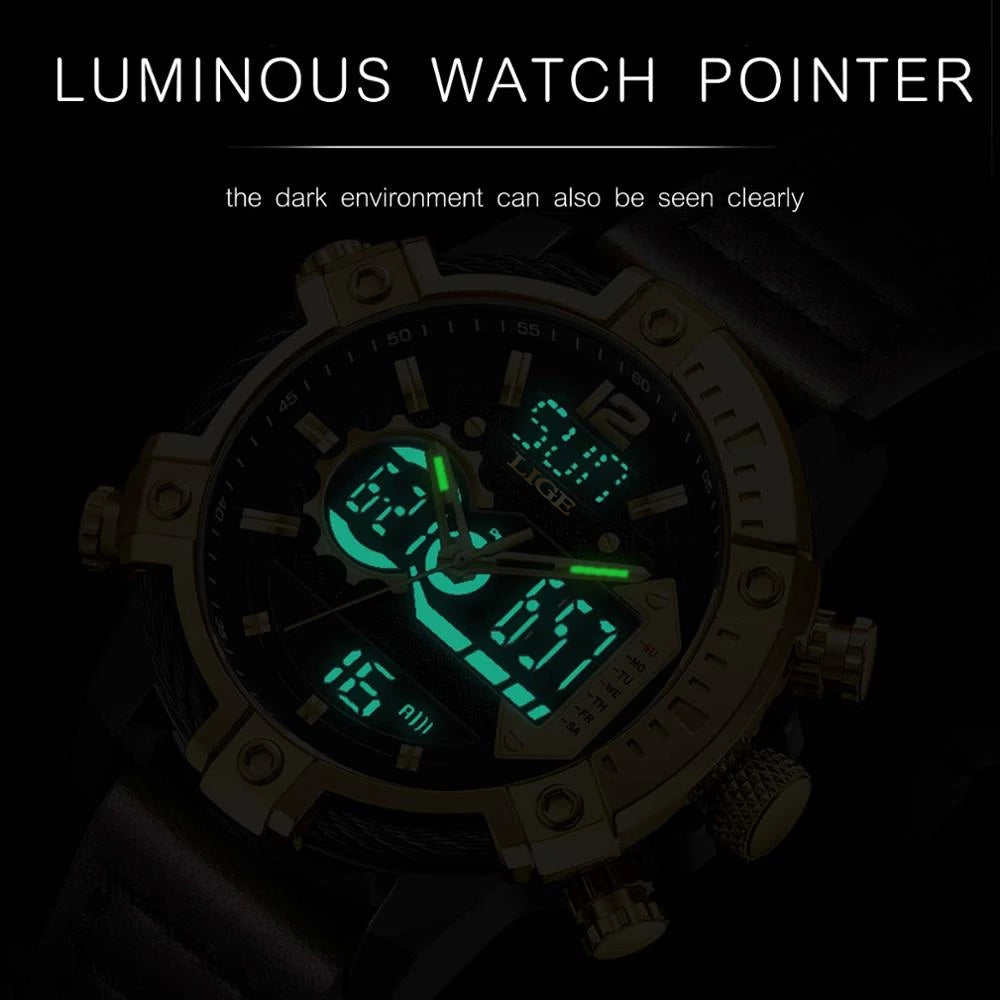 Original Lige Dual Time Digital Quartz Watch - Lige 17