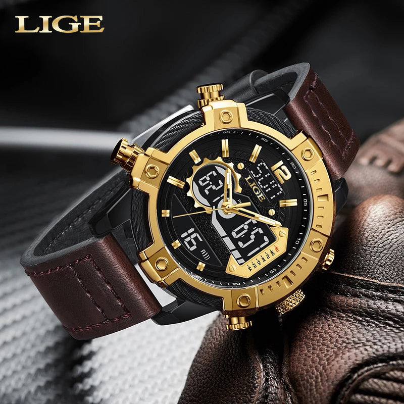 Original Lige Dual Time Digital Quartz Watch - Lige 17