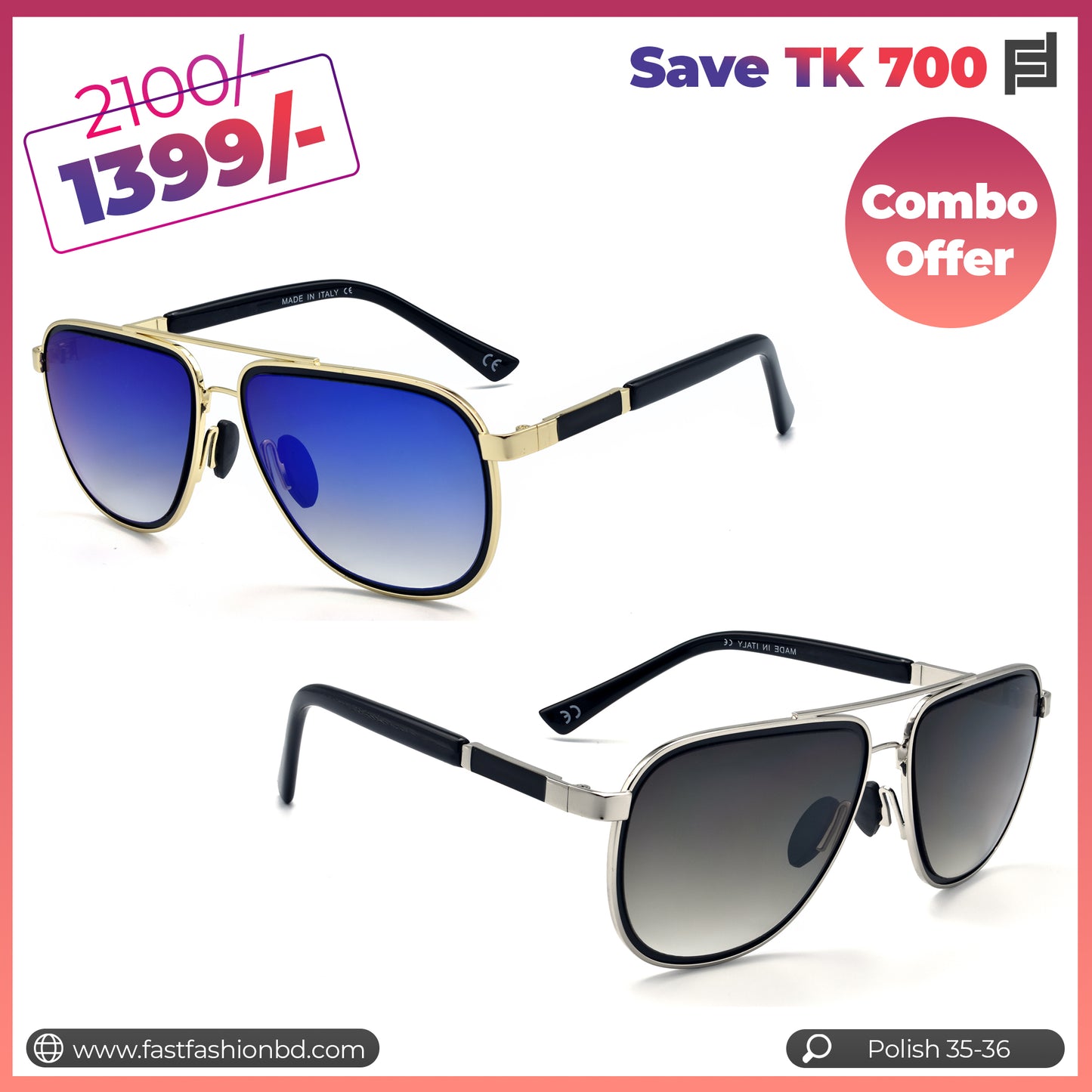 Combo Offer Save TK 700 on Polish Sunglass - Polish 35-36