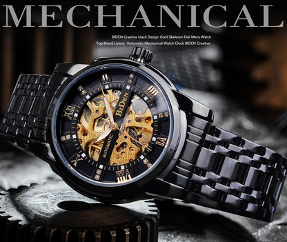 Original BIDEN Mechanical Automatic Self-Wind Wristwatche Watch - Biden 46 V2 Full Black
